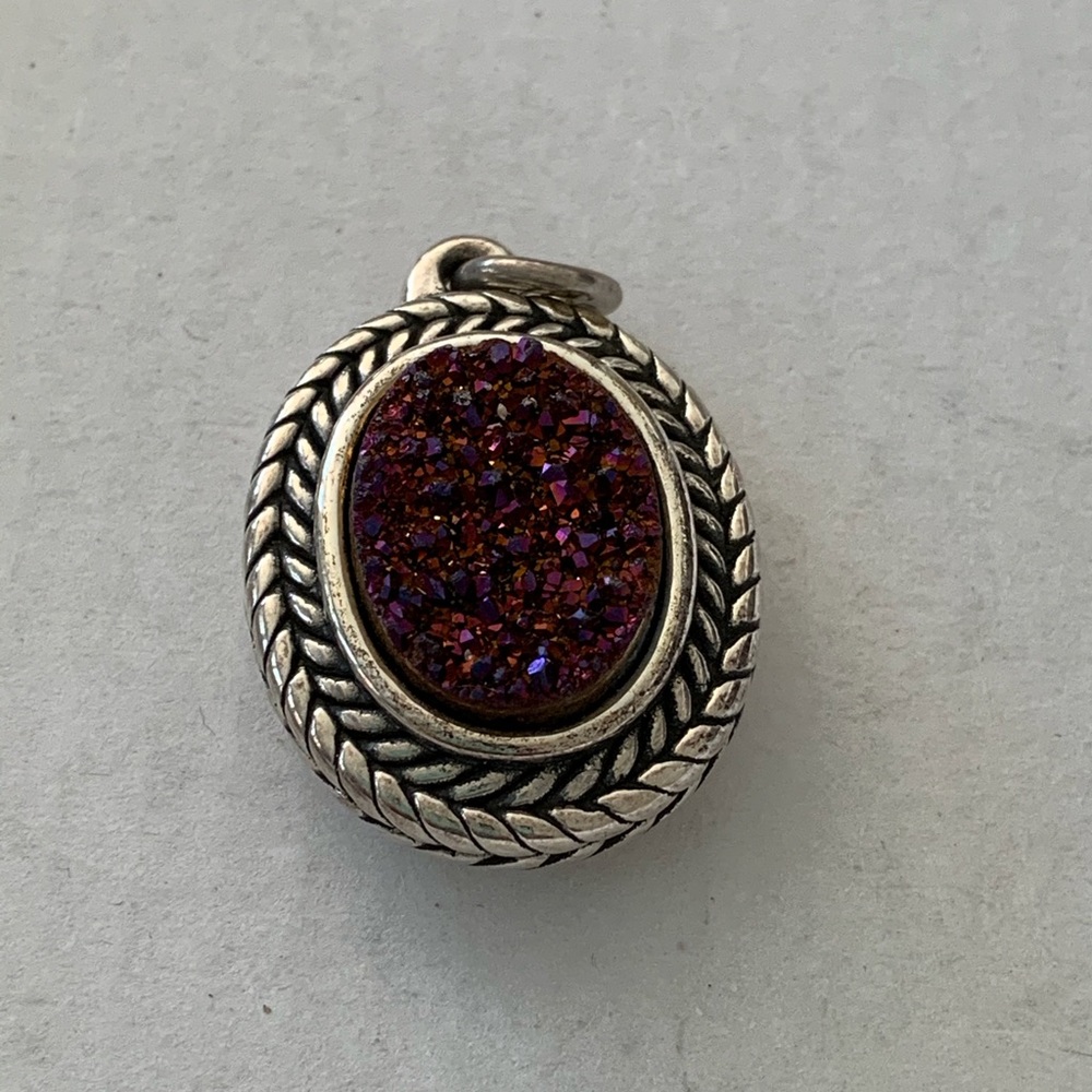 Purple Druzy Drop made of sterling